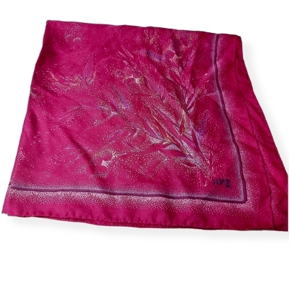 XYZ Vintage Burgundy 30x30 Silk Scarf - Picture 1 of 2